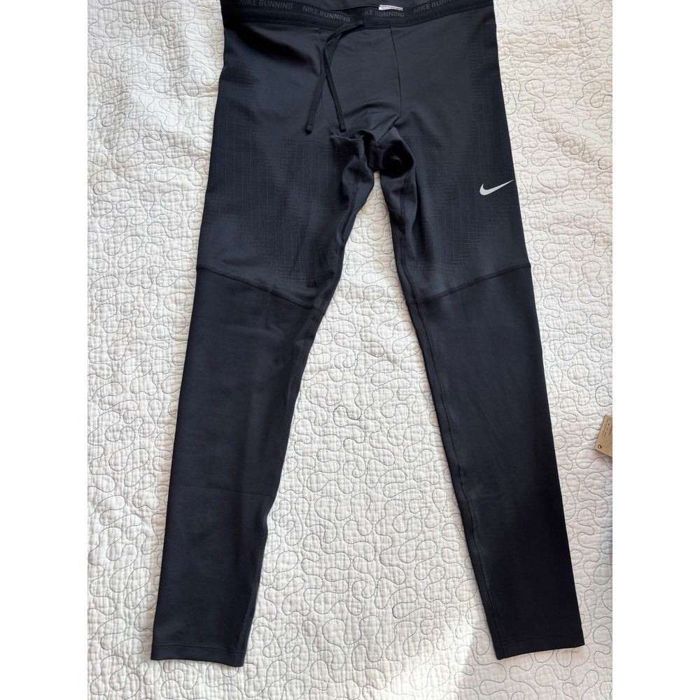 Nike Dri-FIT Mens Running Pants Black Tight Fit‎ Training Size XL #617